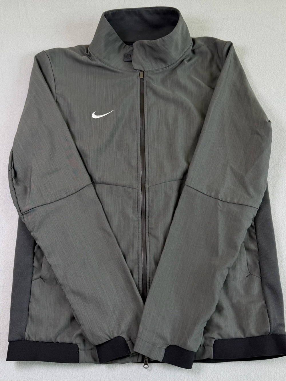 Nike Jacket Mens Medium Grey Dri-Fit Coach Full Zip Retro Athletic Y2K